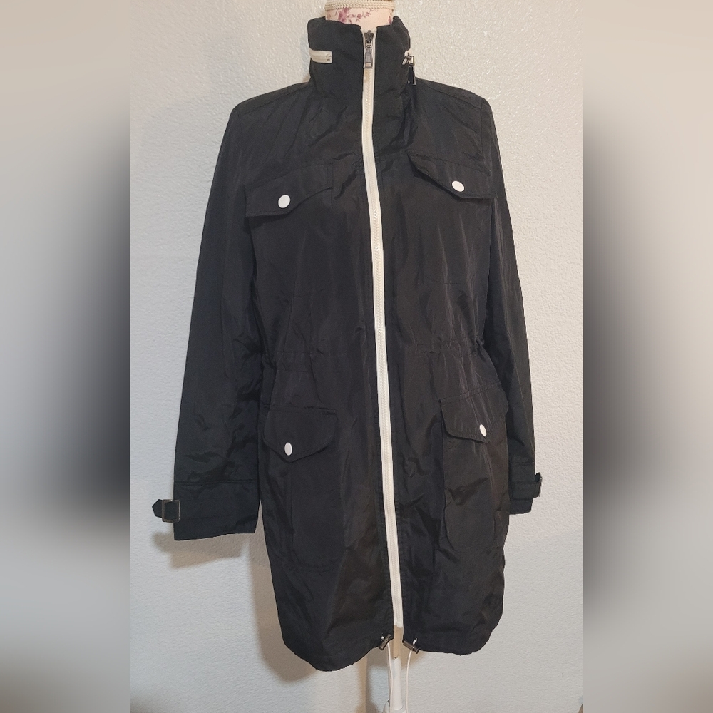 Victoria's Secret Black Anorak Jacket with White Trim